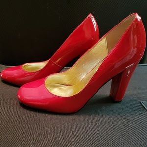 Red Steve Madden Block Heel Pumps